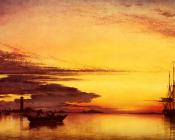 爱德华 威廉 库克 : Sunset On The Lagune Of Venice